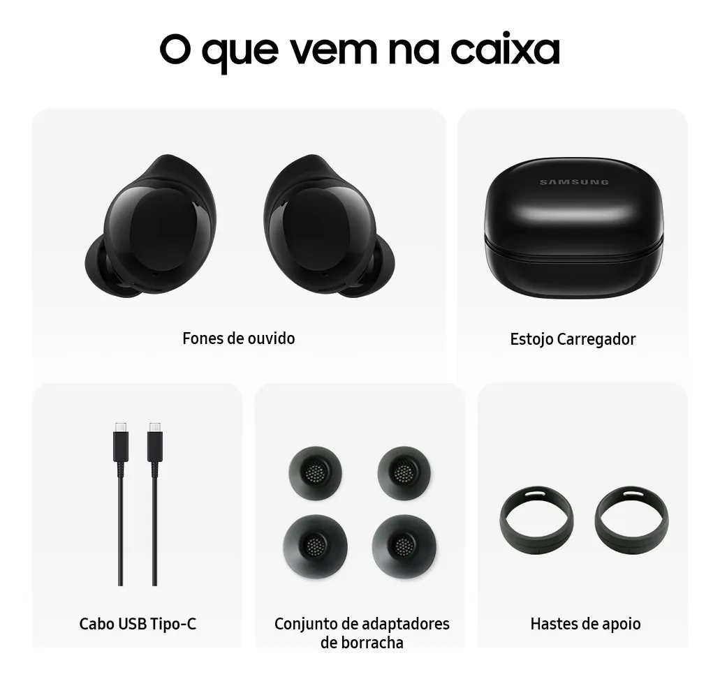Fones de ouvido Galaxy Buds Core Preto com caixa