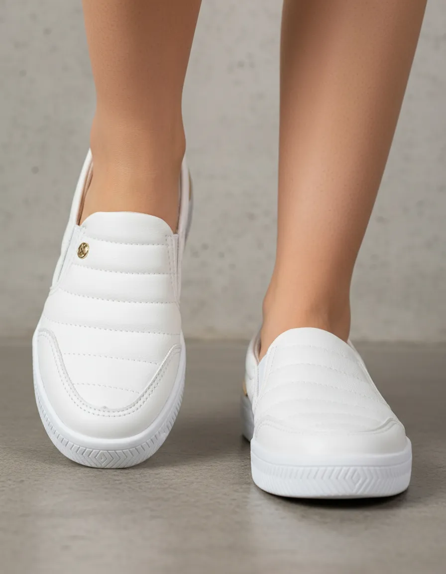 Tênis Slip On Kolosh preto com detalhes em branco