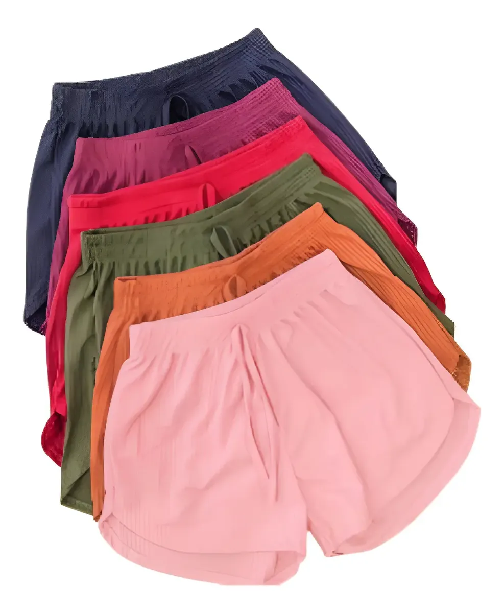 Kit 5 Shorts Feminino Malha Canelada Moda Praia