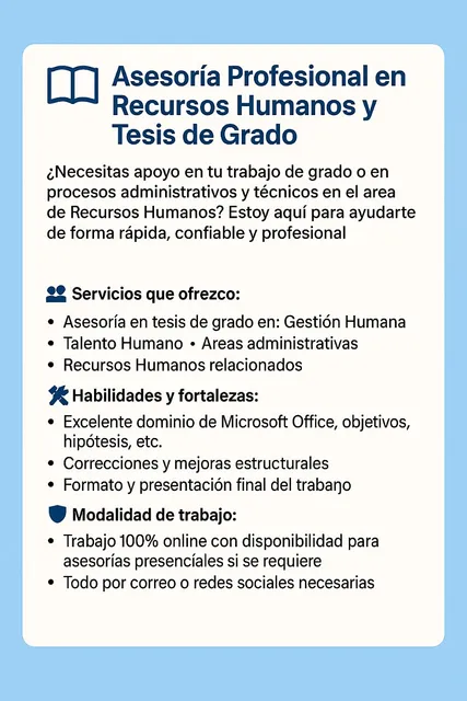 Asesoría Profesional En Recursos Humanos Y Tesis De Grado