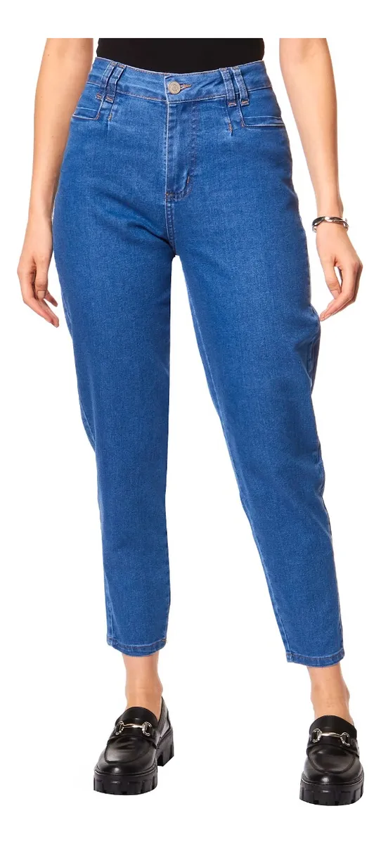 Calça Jeans Feminina Mom Cintura Alta Sawary