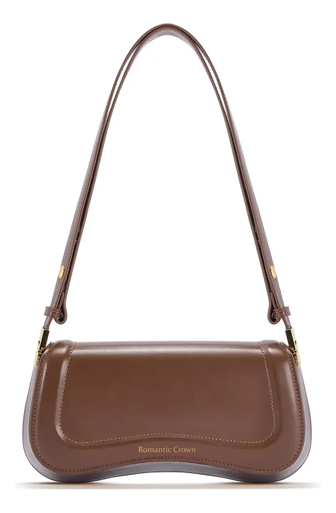 Bolsa Feminina Casual Transversal Dia Dia Chocolate Liso Níquel