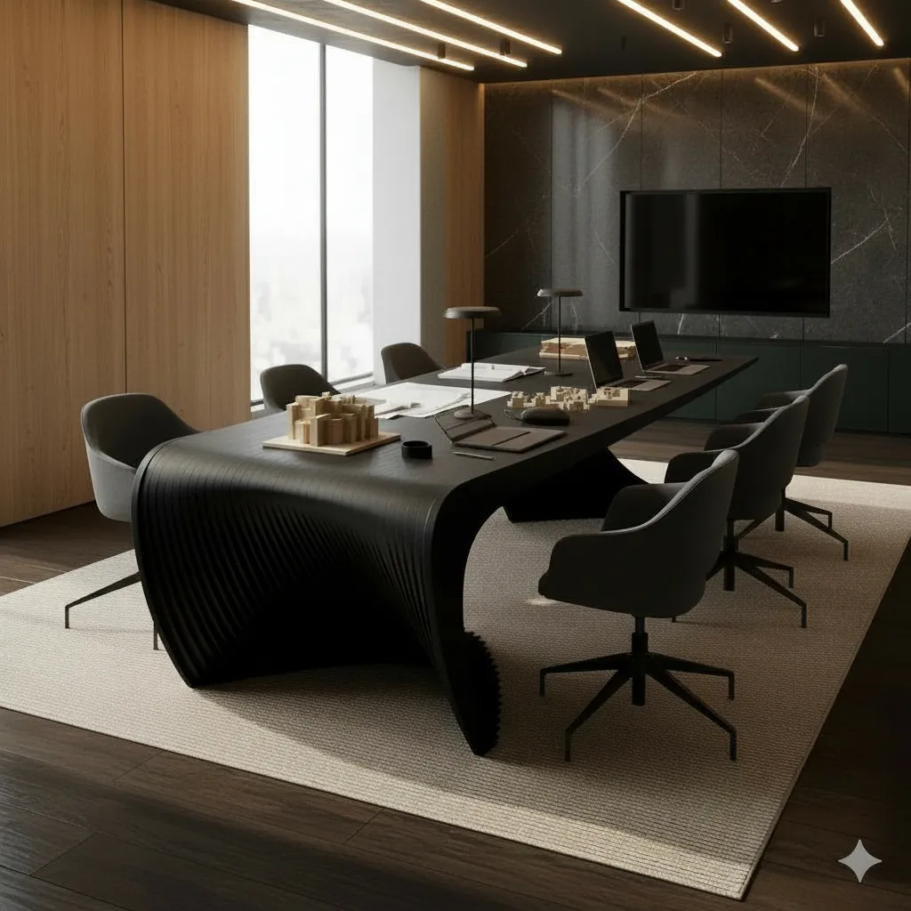 Mesa de Reunião Orgânica Ripada