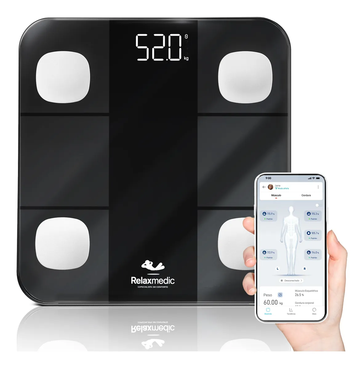 5º – Relaxmedic Smart Bioimpedância (Bluetooth + App Fitdays)