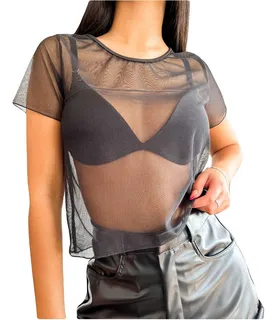 Remera de tul negra sale