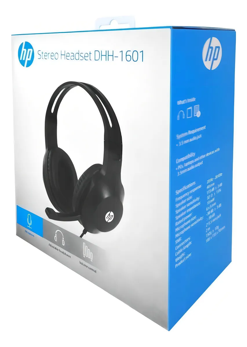 Headset HP DHH-1601, Drivers 40mm, Conector P2 3,5mm, Cabo 2m, Preto - Imagem 4
