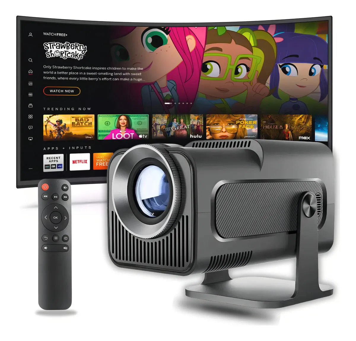 Mini Projetor Android 11 Smart Hy320 300 Lumens 4k Portátil Tv Celular Cor Preto