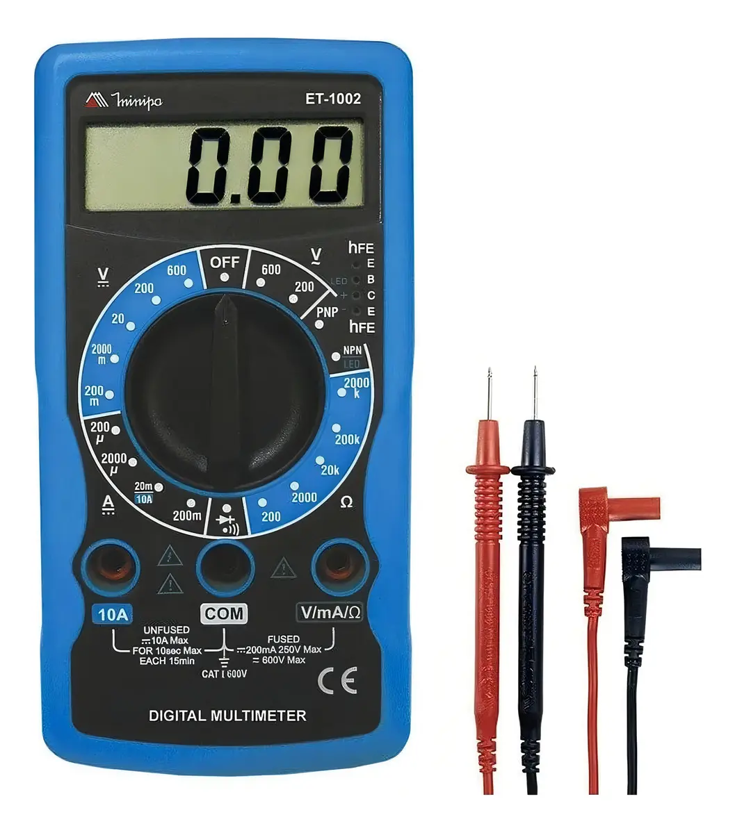Multímetro Digital 600v Ac/dc Cat I Minipa Et-1002