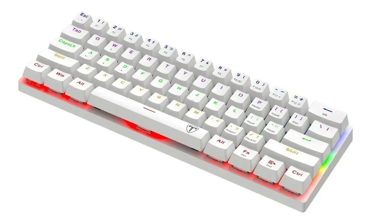 Teclado Mecánico Gamer Tkl T-dagger Arena Lite Blanco Rainbow Switches Red