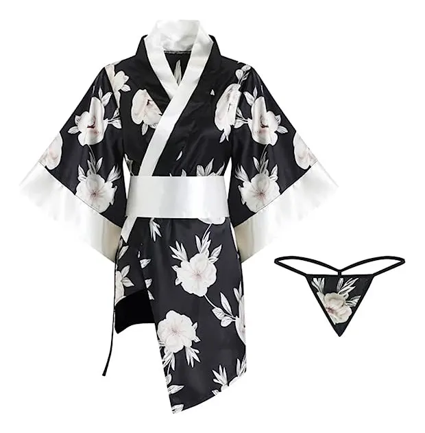 Baby Doll Ladies Sexy Traje De Kimono Con Tanga Y Cinturón, lencería