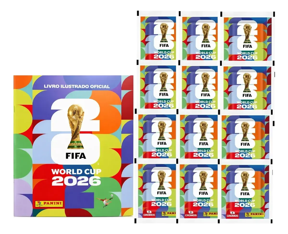 álbum copa do mundo 2026 capa mole + 84 figurinhas