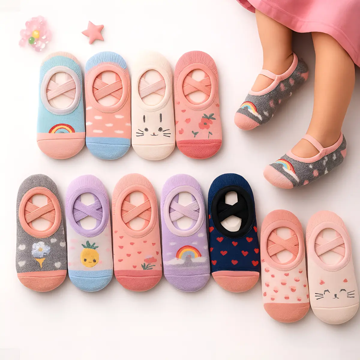 Kit 12 Pares Meia Sapatilha Infantil Antiderrapante Oferta