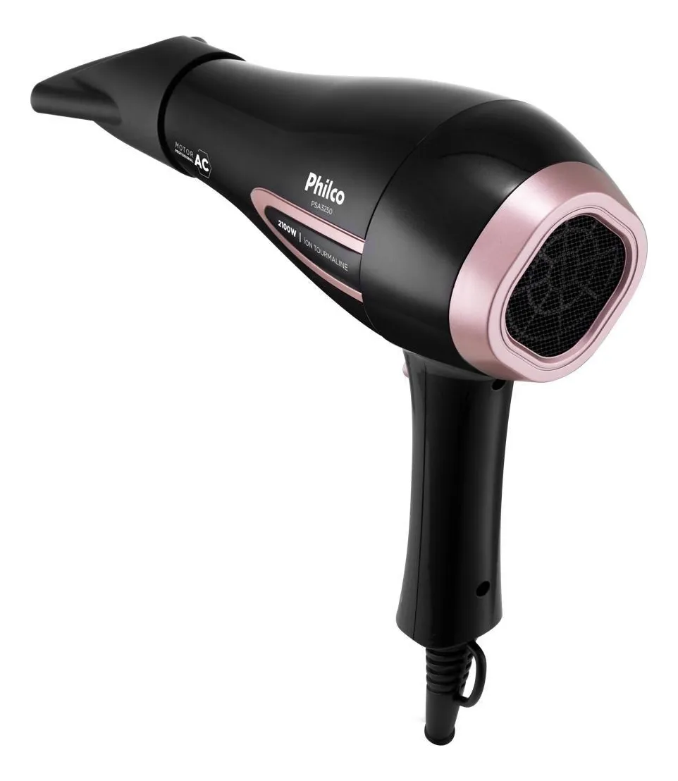 Secador De Cabelos Philco Psa3250 Íons Tourmaline 2100w Cor Preto