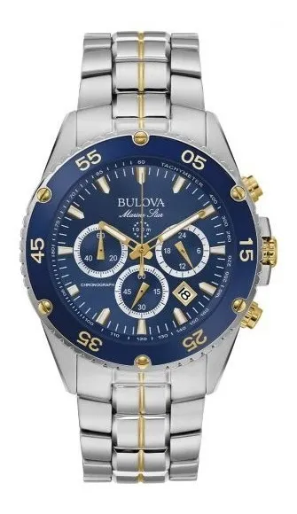 Reloj Bulova Marine Star 98b400 Original Time Square Color de la