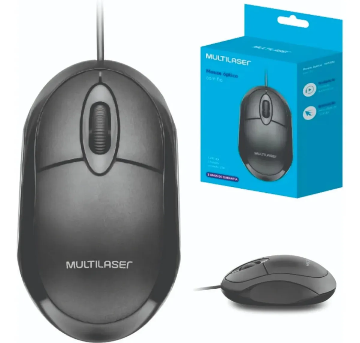 Mouse Classic Box Óptico Usb 1200 dpi Preto Multilaser Mo300