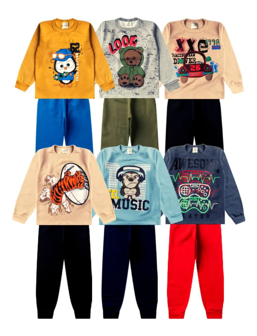 KIT 6 PEÇAS DE MOLETON INFANTIL