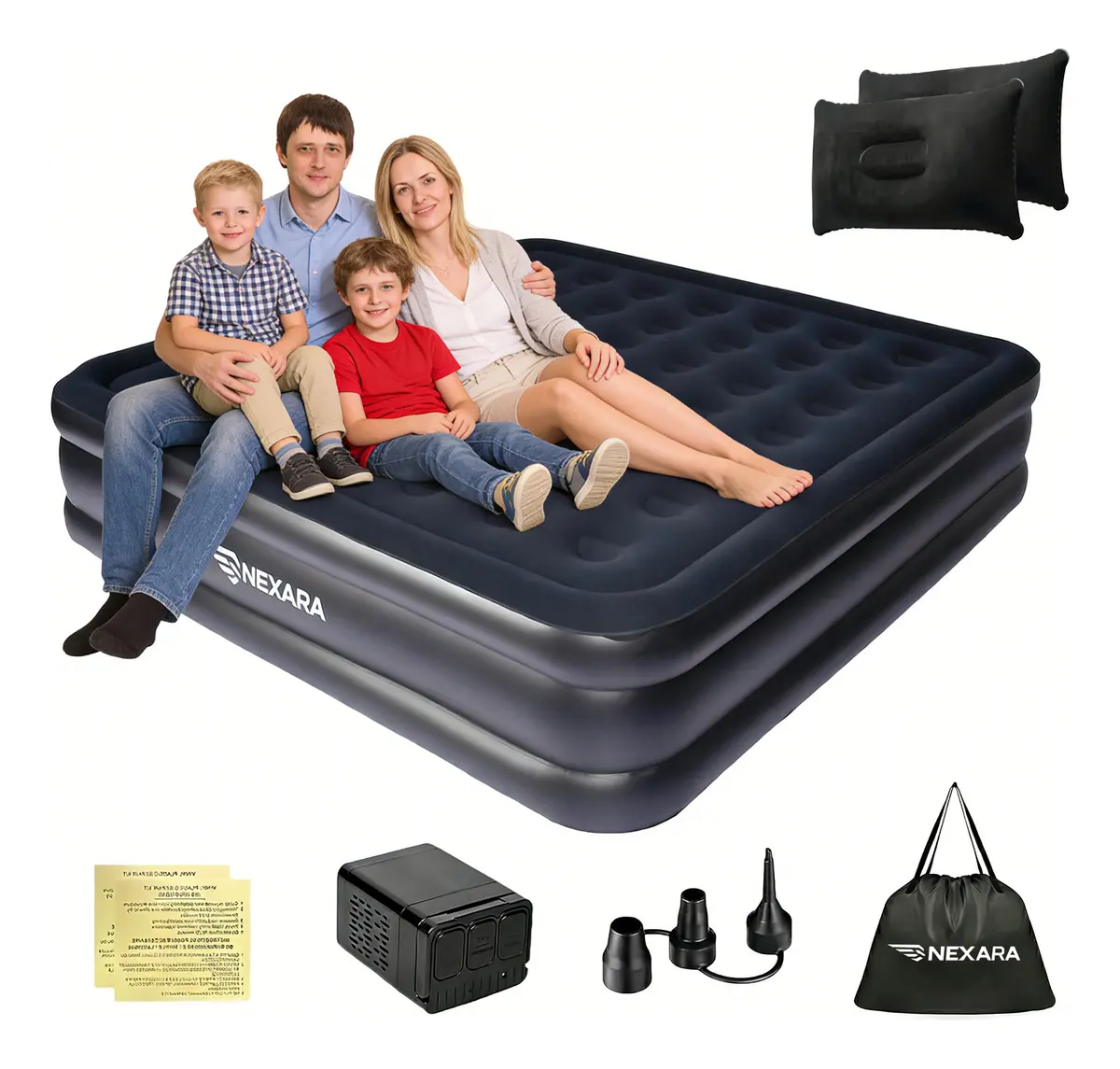 Colchão Inflável Casal Automático Com Bomba,200x150x38cm Preto