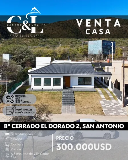 Magnifica Propiedad De 3 Dormitorios Con Piscina Y Gas Natural En B° Privado El Dorado 2, San Antonio De Arredondo