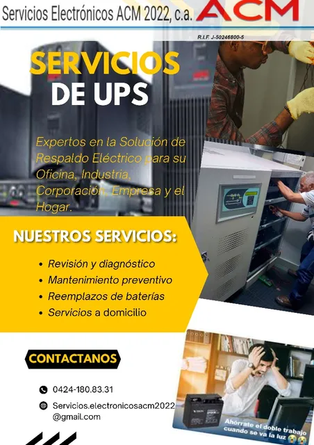 Servicio De Mantenimiento Y Reparación De Ups. 