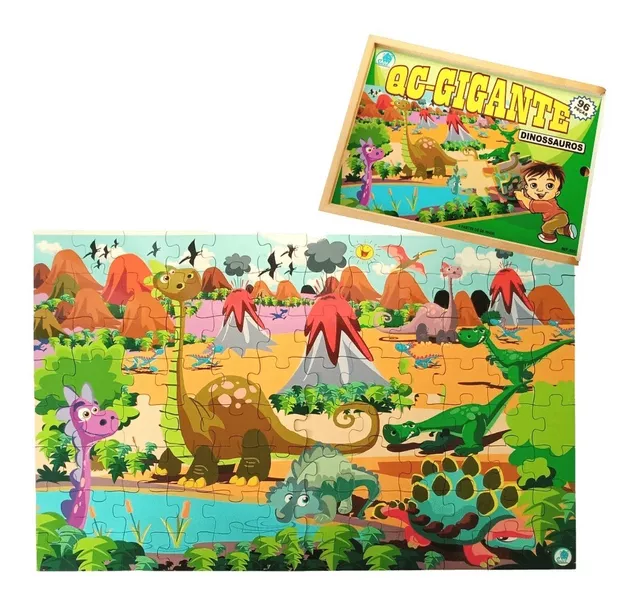 Kit 2 Quebra Cabeças Dinossauro Infantil Criança 48 E 30 Pc