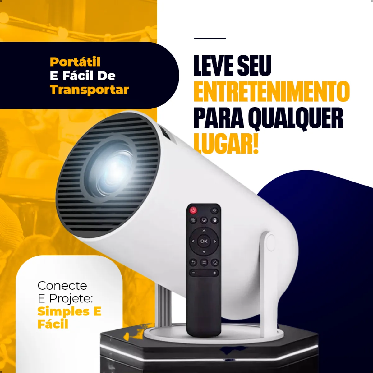 Mini Projetor Portátil Fullcam 4k Android Full Hd Smart Wifi Cinema Home Hy300