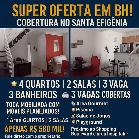 Apartamento Cobertura 4 Quartos, 3 Vagas Garagem Cobertas