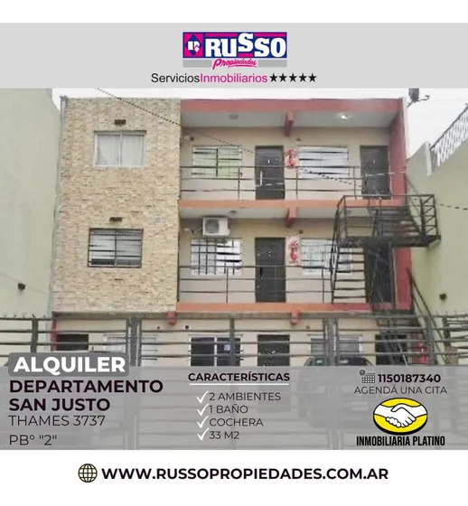 Departamento En Alquiler Con Cochera - San Justo, La Matanza