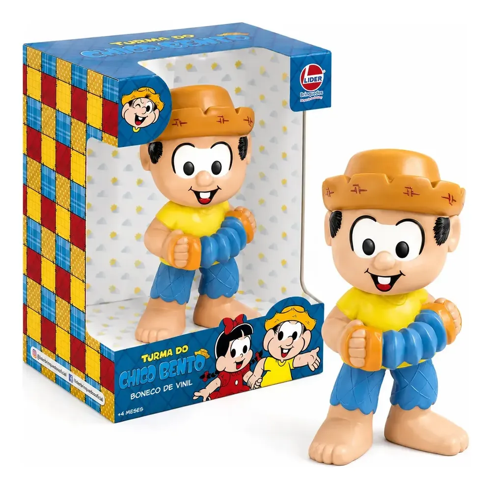 Boneco Vinil Articulado Chico Bento 17cm Turma Da Mônica Lider