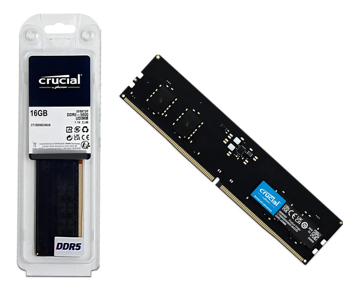 Memória Ram Para Pc Ddr5 16gb 5600mhz Cl46 Crucial Basics Ct16g56c46u5 Desktop