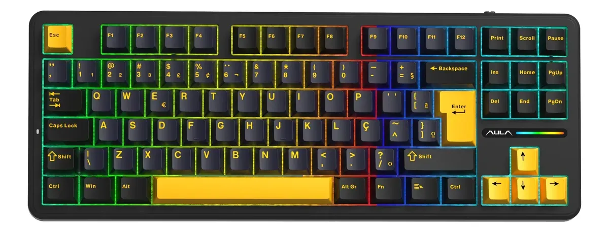 Teclado Mecânico Aula F87 Sem Fio Wireless Bt Hotswap Abnt2