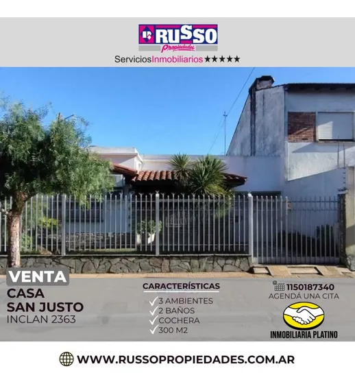 Venta Casa 3 Ambientes San Justo