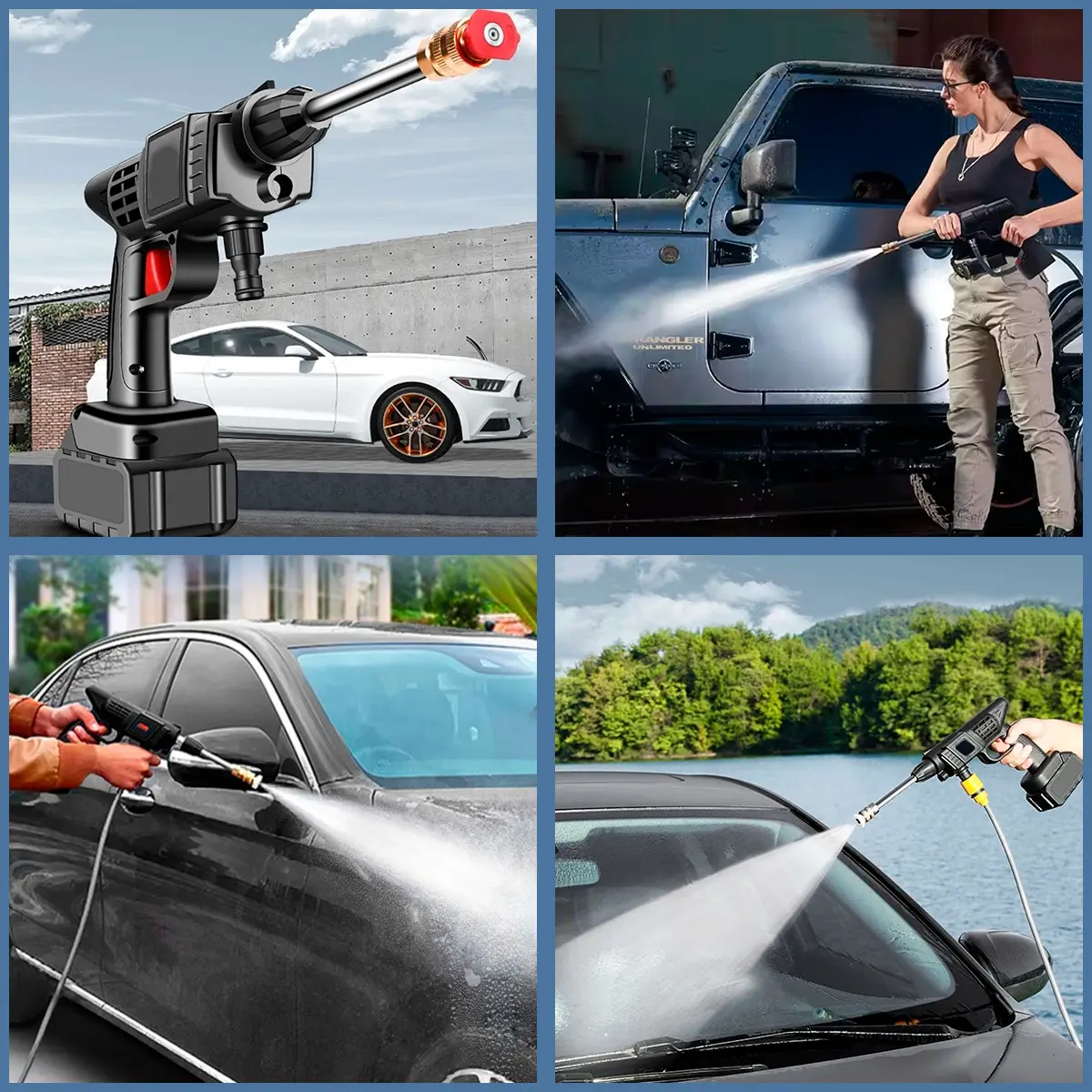 Maleta completa com todos os acessórios da lavadora de alta pressão portátil