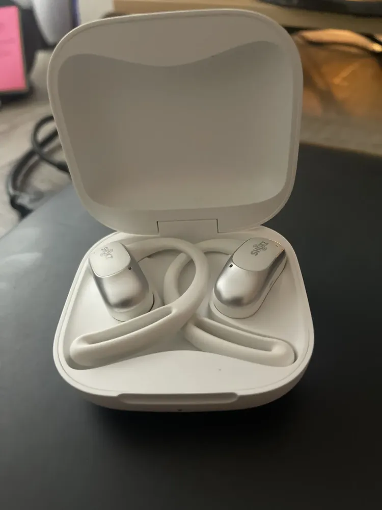 Fones de ouvido Bluetooth Shokz Openfit Air, cor: branco, azul