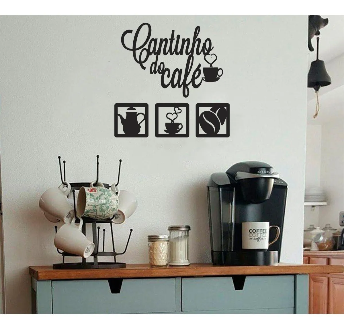 Kit Cantinho Do Café 4 Peças 30cm Decoração Cozinha Mdf 3mm