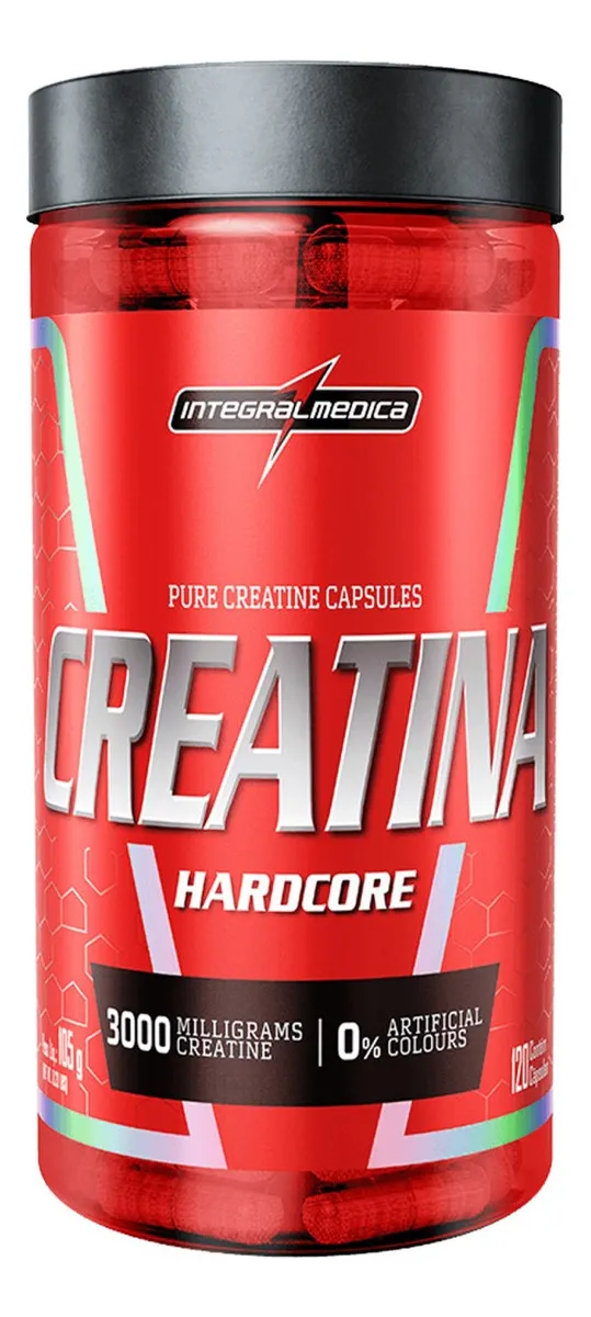 Creatina Hardcore 100% Pura 120 Capsulas Energia e Força - Integralmedica