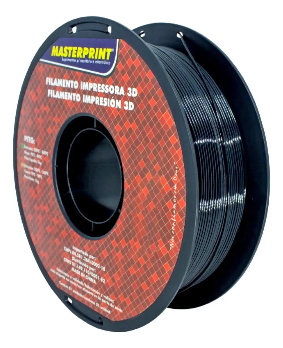 Filamento De Impressora 3d Petg 1,75mm 1kg Masterprint Preto