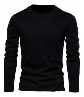 Playera manga larga negra hombre sale