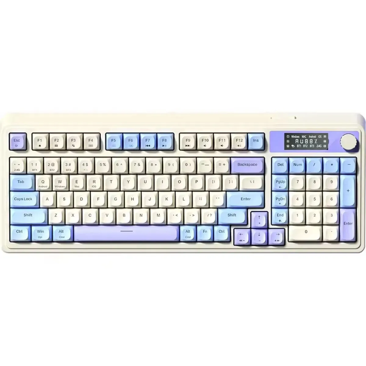 AULA S99 PRO PURPLE BLUE LIGHT CREAM WIRELESS 98% RGB INGLES