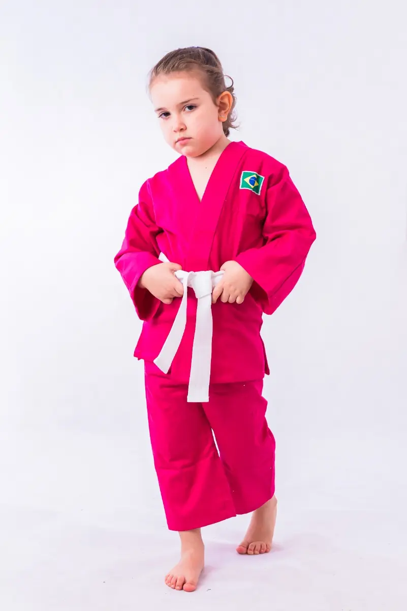 Kimono Infantil Judô/Jiu-Jitsu Ludilí Reforçado Pink + Faixa