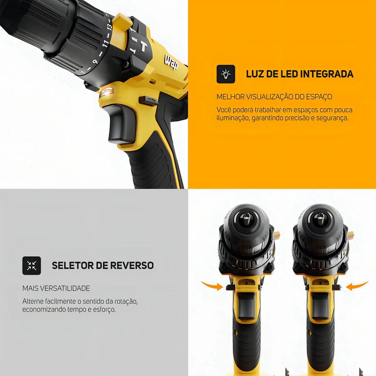 Parafusadeira e Furadeira de Impacto 3/8" WAP K21 ID02 2000 mAh - Imagem 4