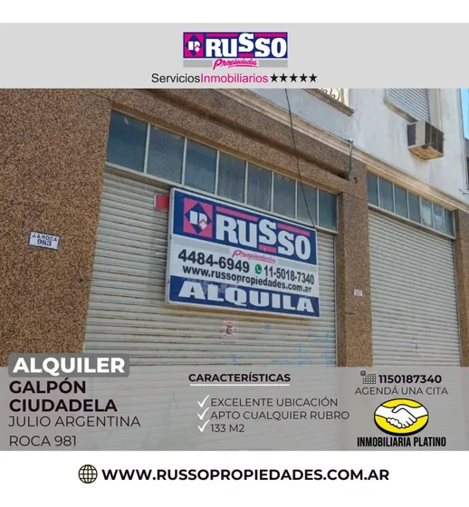 Alquiler Galpon 133 Mtrs2  Ciudadela