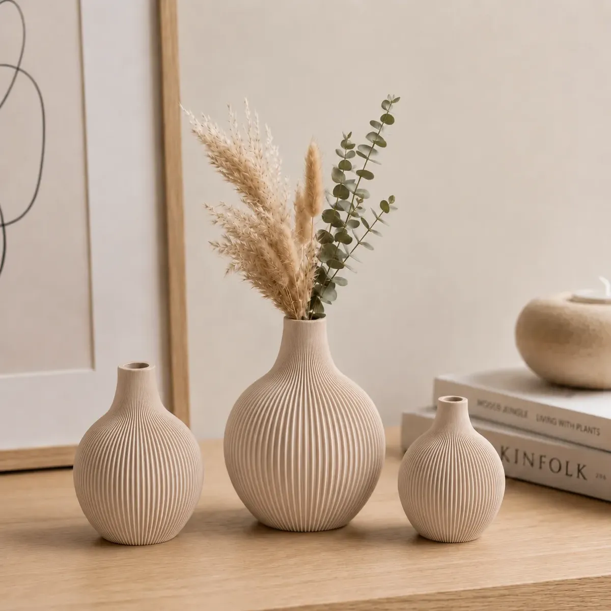 Kit 3 Vasos Decorativos Modernos Redondo Minimalista Difusor