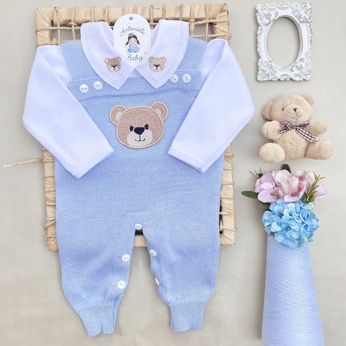 Conjunto Saída Maternidade Tricô Bebê Urso