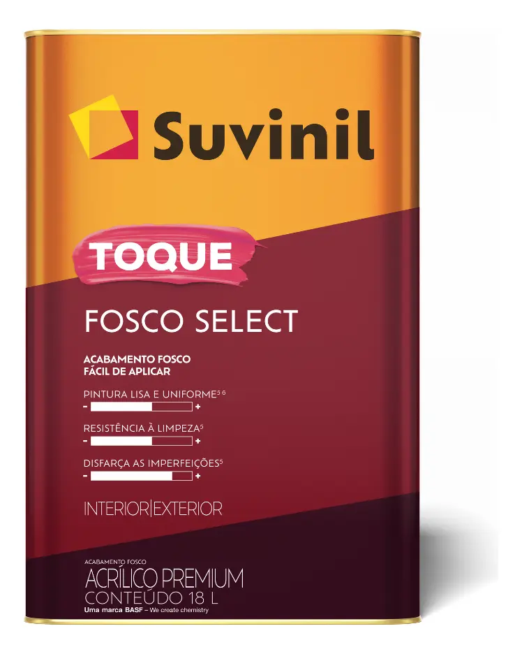 Tinta Acrílica Toque Fosco Select Branco 18l Suvinil Interior/Exterior