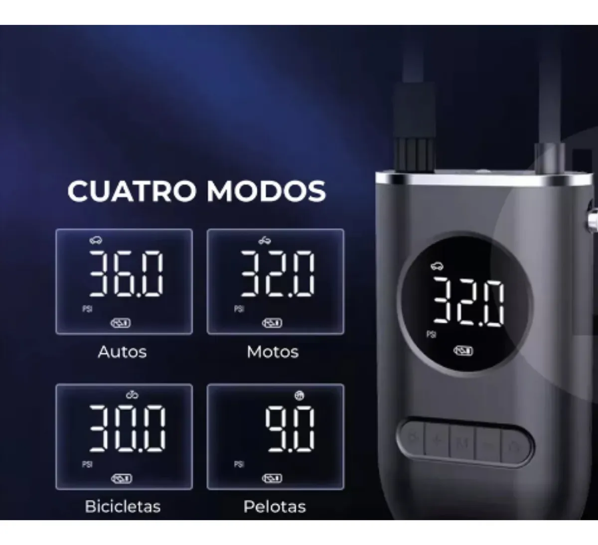 Compresor De Aire Portátil Recargable Auto Moto Linterna