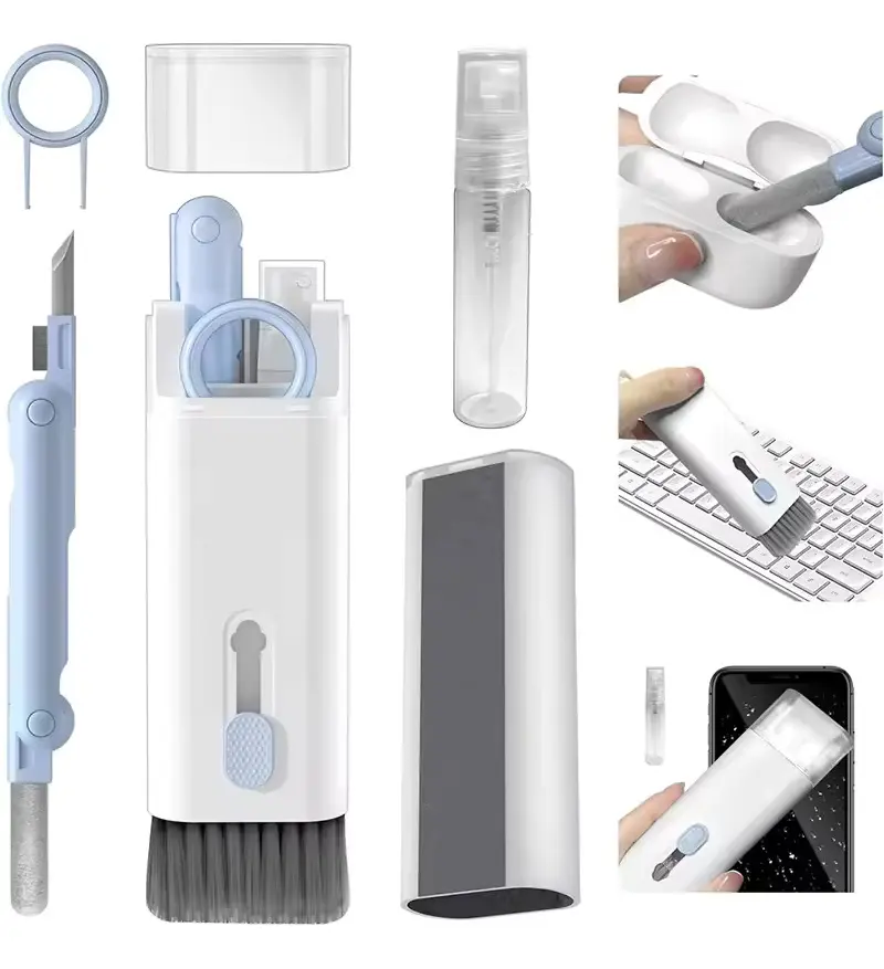 Kit Limpeza Celular Teclado Pc Notebook Escova Macia Limpa câmera Pincel Limpador Multiuso Fone De Ouvido Tablet Headset 8 Em 1 Eletrônicos Gadgets Portátil Multifuncional Eficiente LVC FAMILY