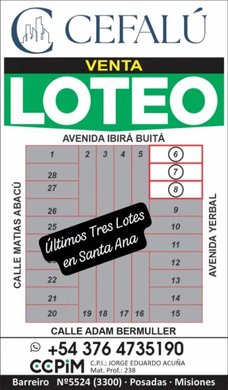 Lotes En Santa Ana. Excelente Ubicacion.