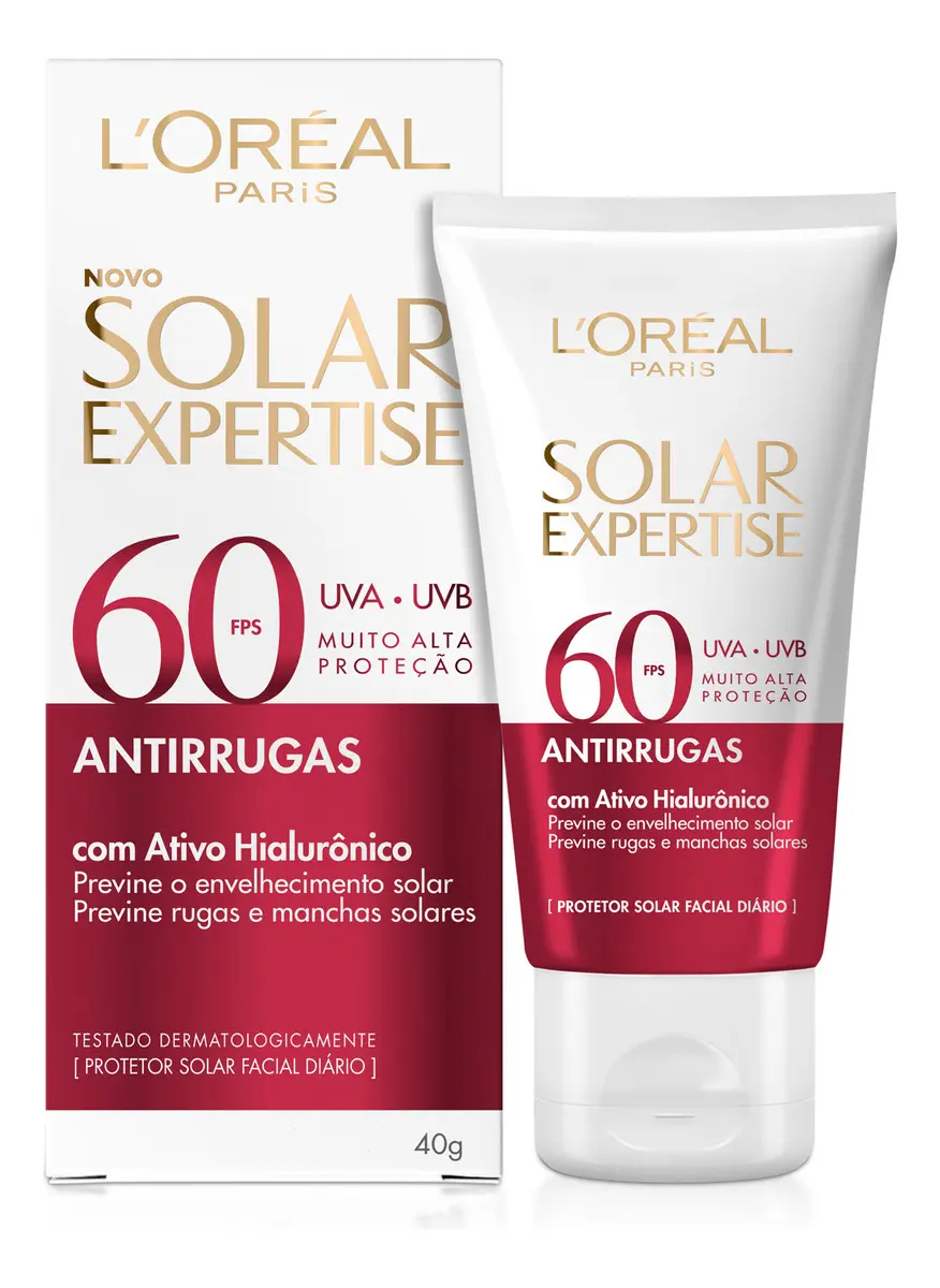 Protetor solar facial FPS60 com ativo hialurônico L'Oréal Paris
