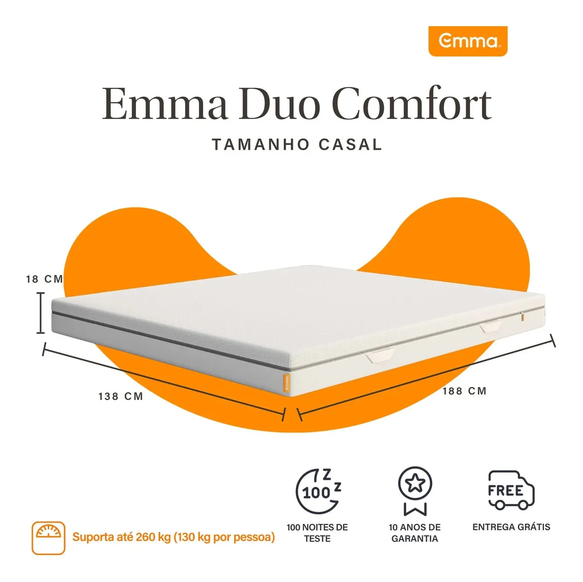Colchão Casal Emma Duo Comfort 138x188cm Dupla Face com Capa Lavável — foto 3