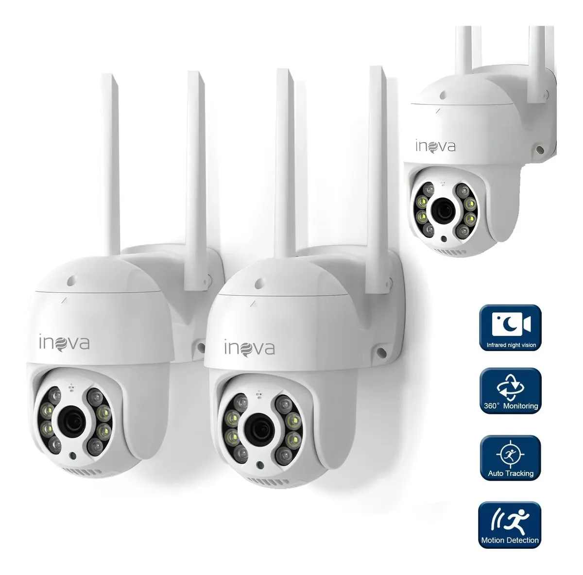 Kit 3 Câmera Segurança Externa Ip Wi-fi Inteligente Com Alarme, 360° Full Hd Ptz Visão Noturna Colorida Rastreamento Humanóide Áudio Bidirecional Ip66 À Prova D'água E À Prova De Poeira Yoosee/icsee